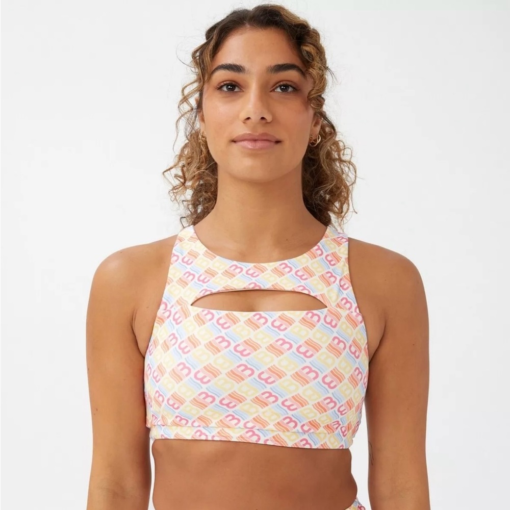 NEW Cotton On Body Womens Size M Smoothing Cut Out Vestlette Top Diagonal Logo